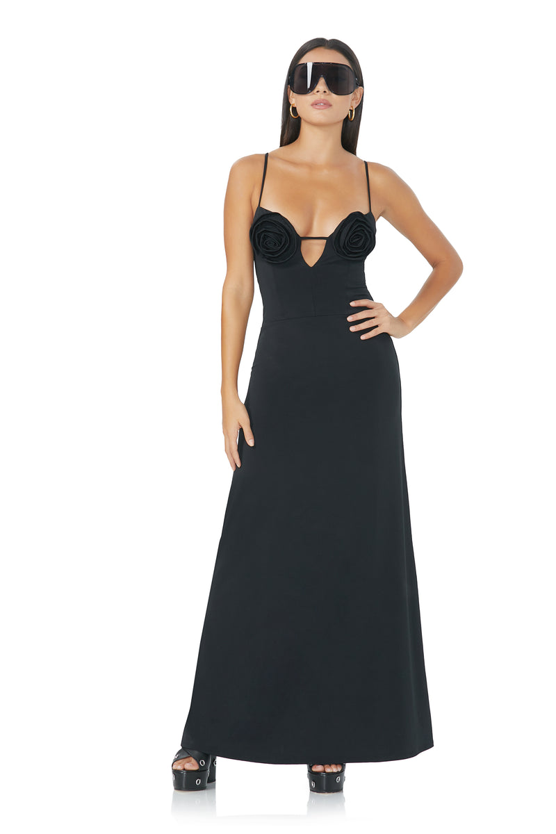 Remi Rosette Maxi Dress - Noir