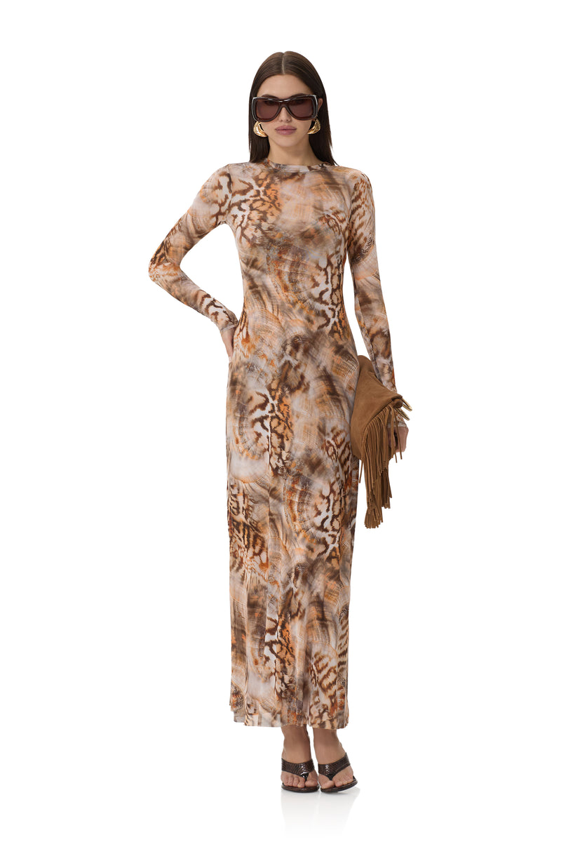 afrm paola long sleeve crew neck maxi dress Color:Cloud Daisy Jacquard Evelyn Shirred Chiffon Maxi lay flat to dry Zipper Dresses