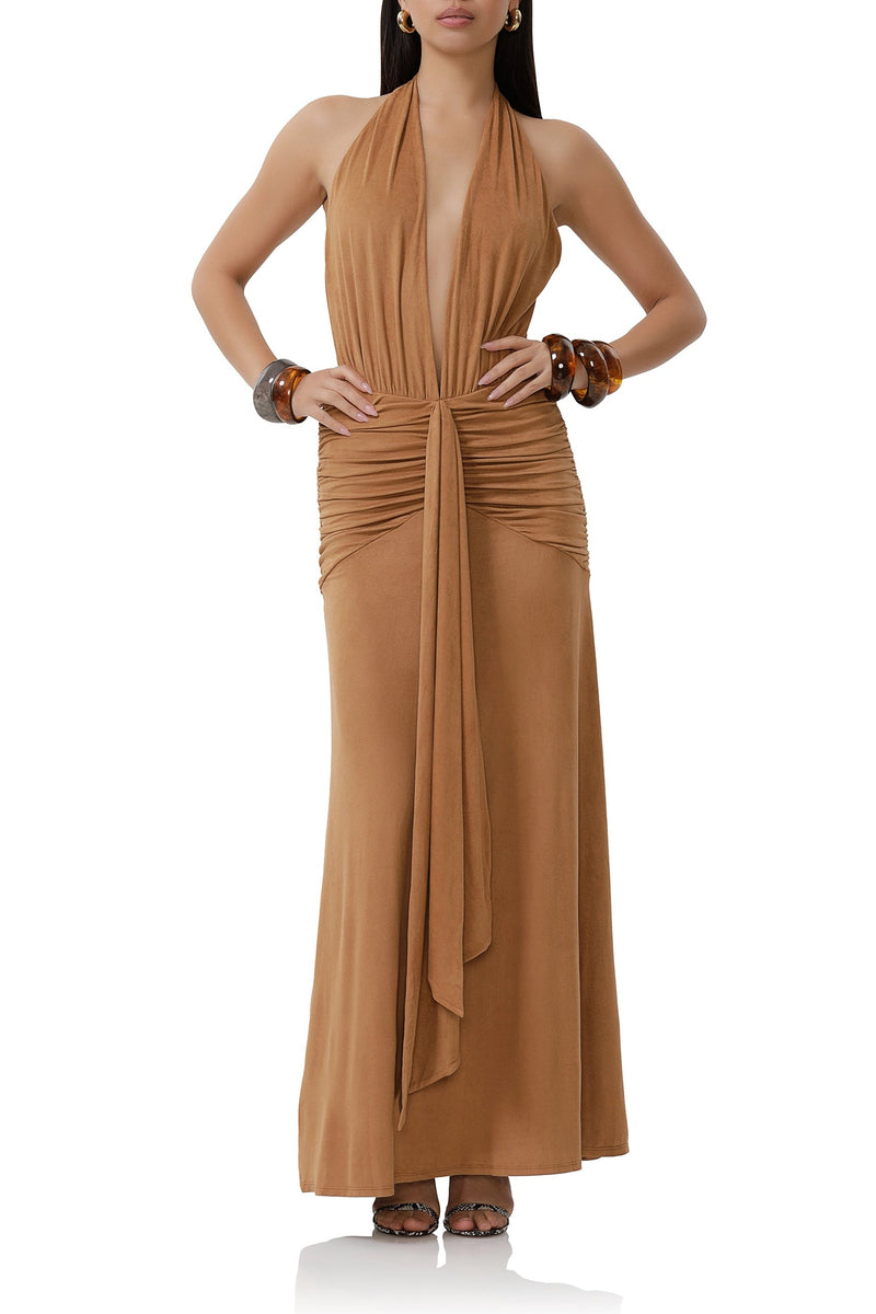 heidi-suede-dress-caramel – AFRM