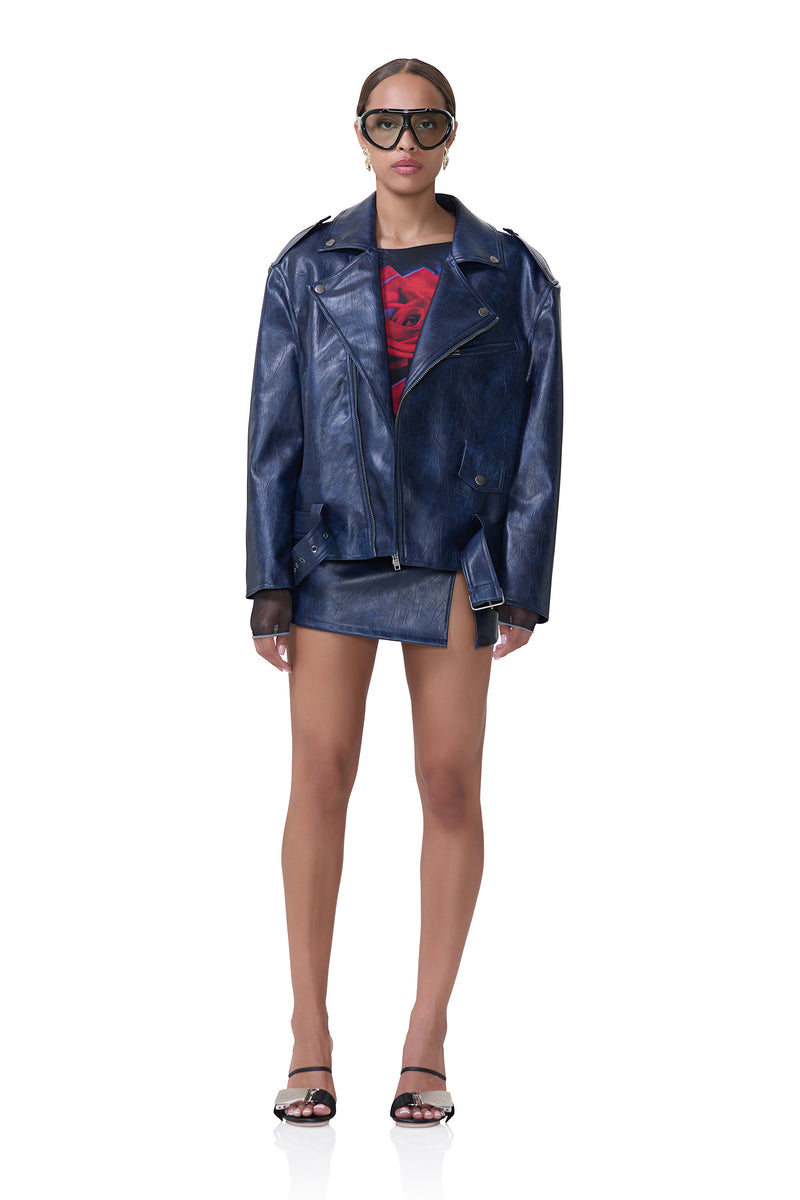 Blaise Moto Jacket - Navy Distressed – AFRM