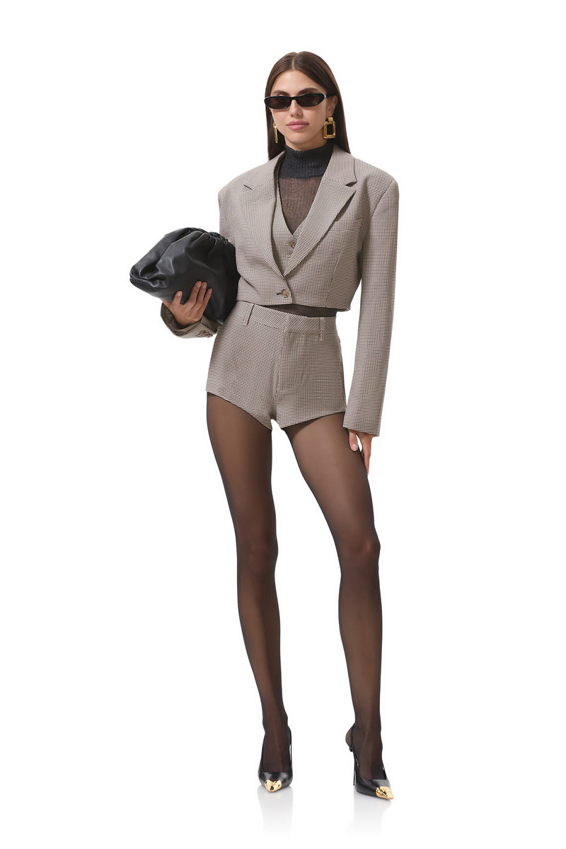 Petra Crop Blazer - Grey Houndstooth – AFRM