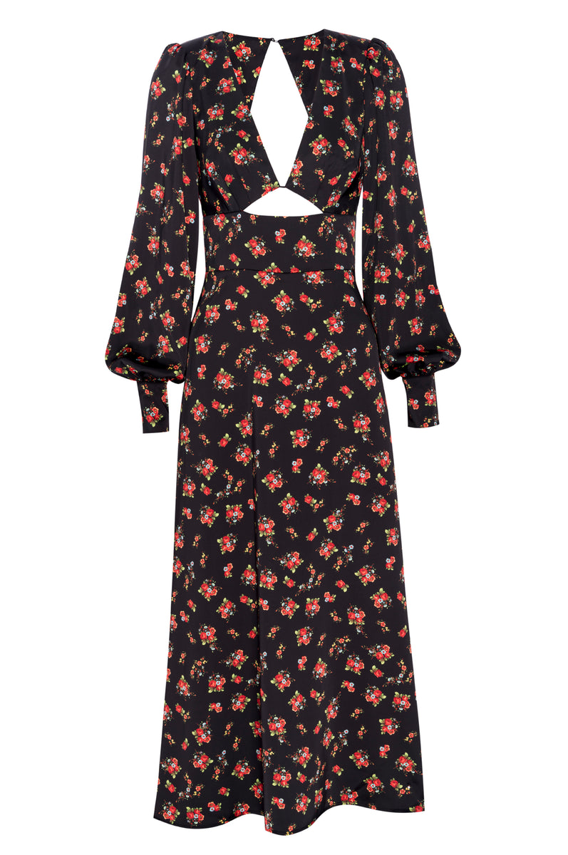 Viola Midi Dress - Noir Rose Garden