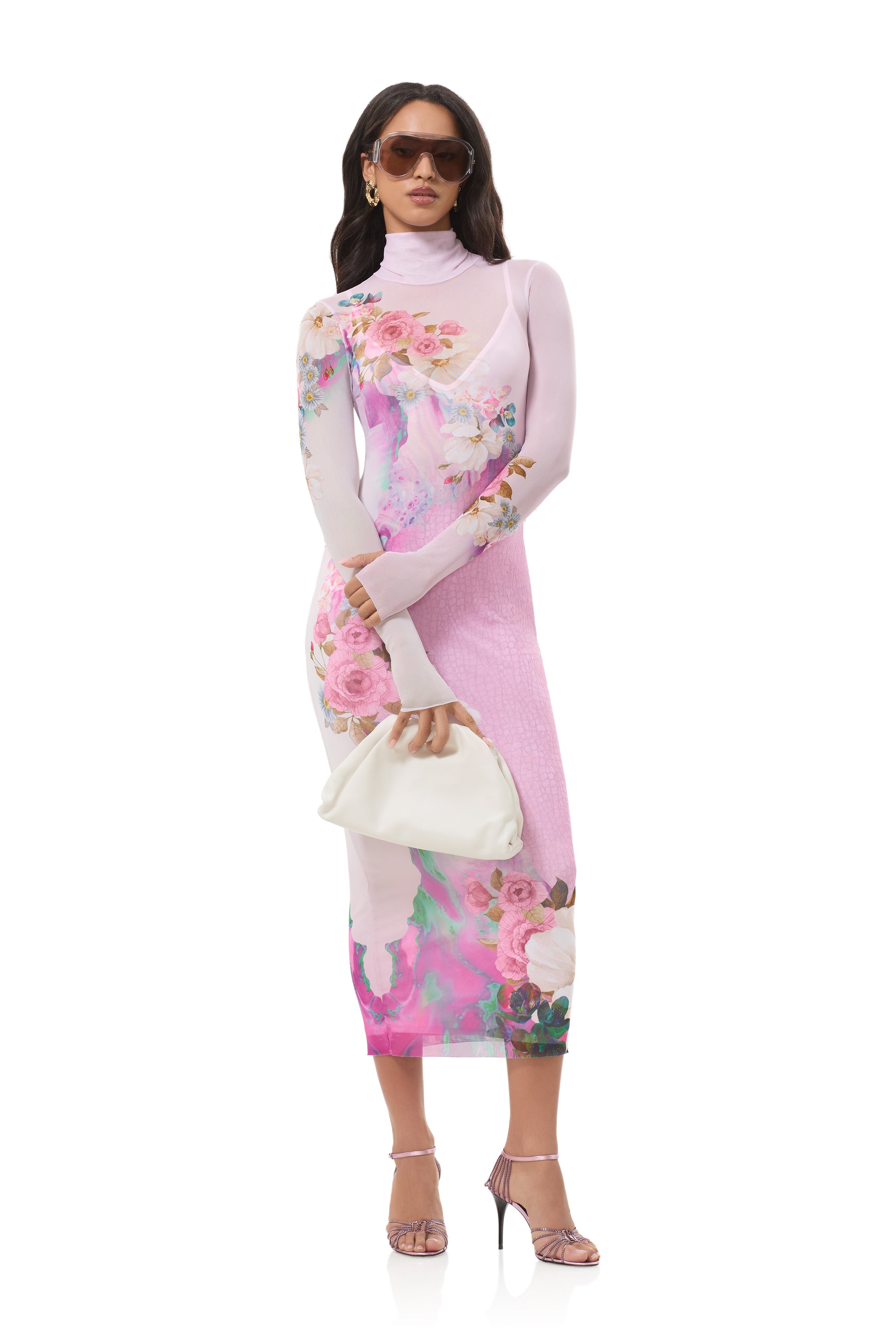 AFRM Women's Shailene Dress - Pink - Size M - Marble Floral AFRM Women's Shailene Dress - Pink - Size M - Marble Floral