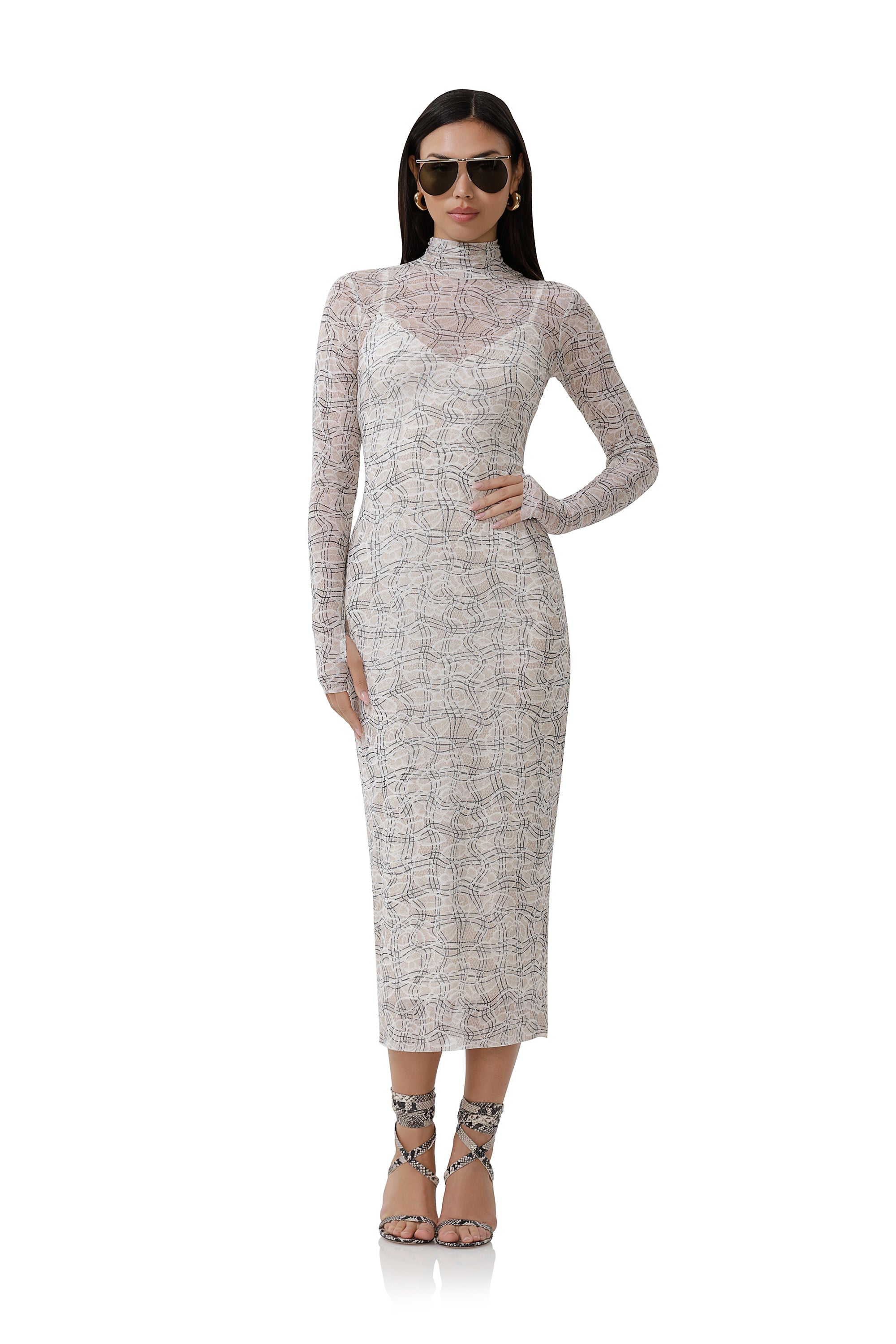 turtleneck dress lace Black Trimmed Maxi Alizua The semi shailene-dress-lace-plaid AFRM