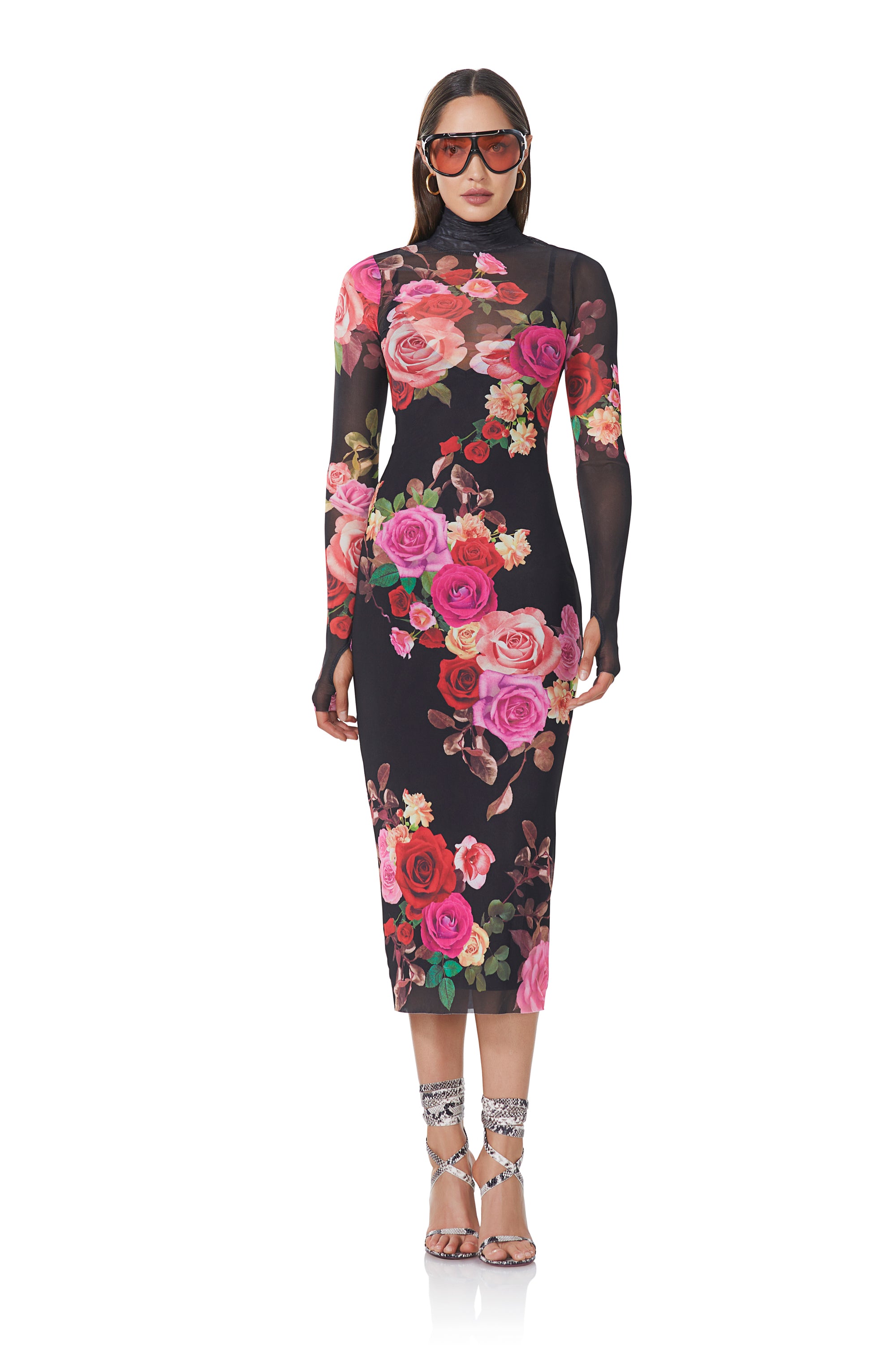 Shailene Dress - Noir Rose Swirl – AFRM