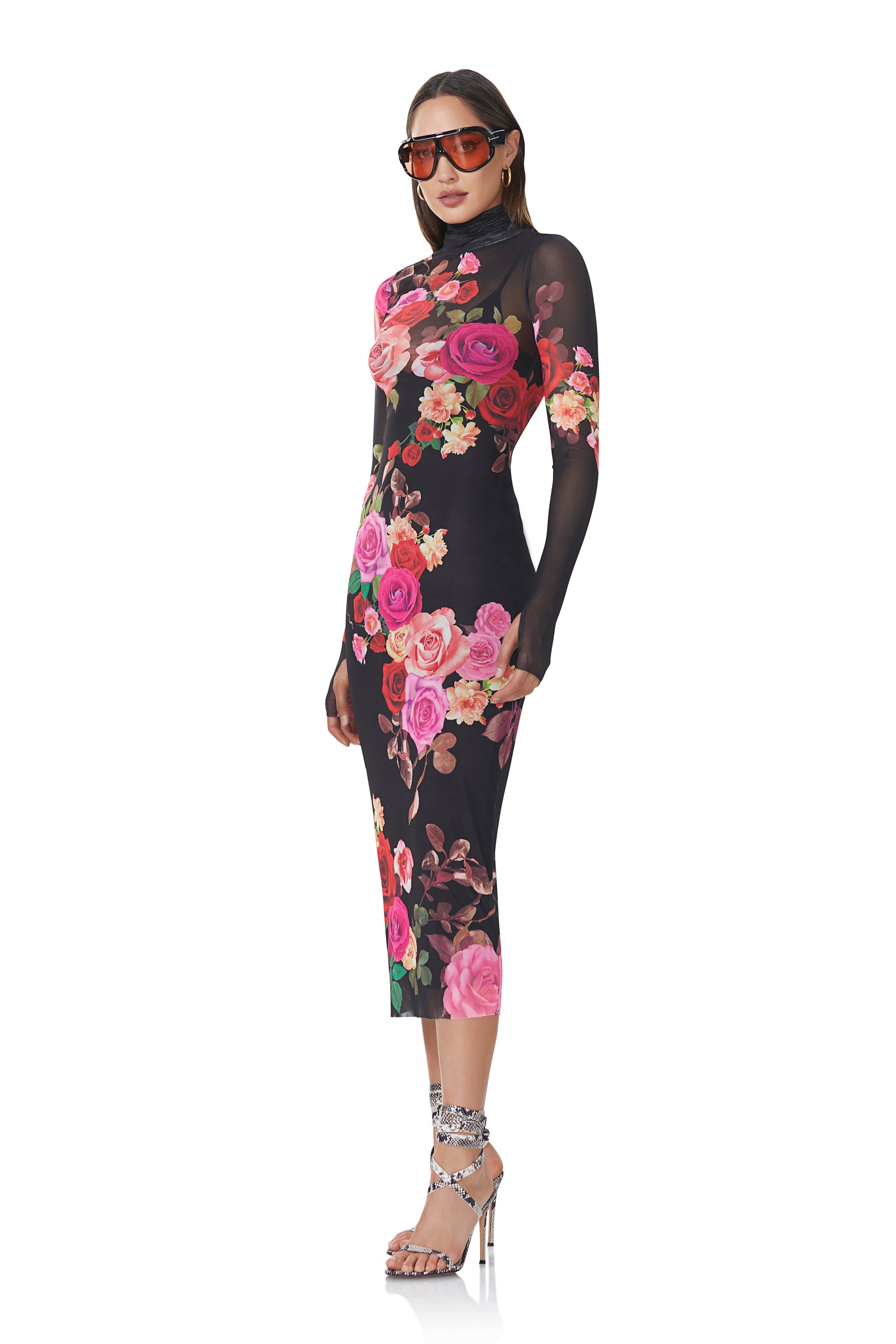 Shailene Dress - Noir Rose Swirl – AFRM