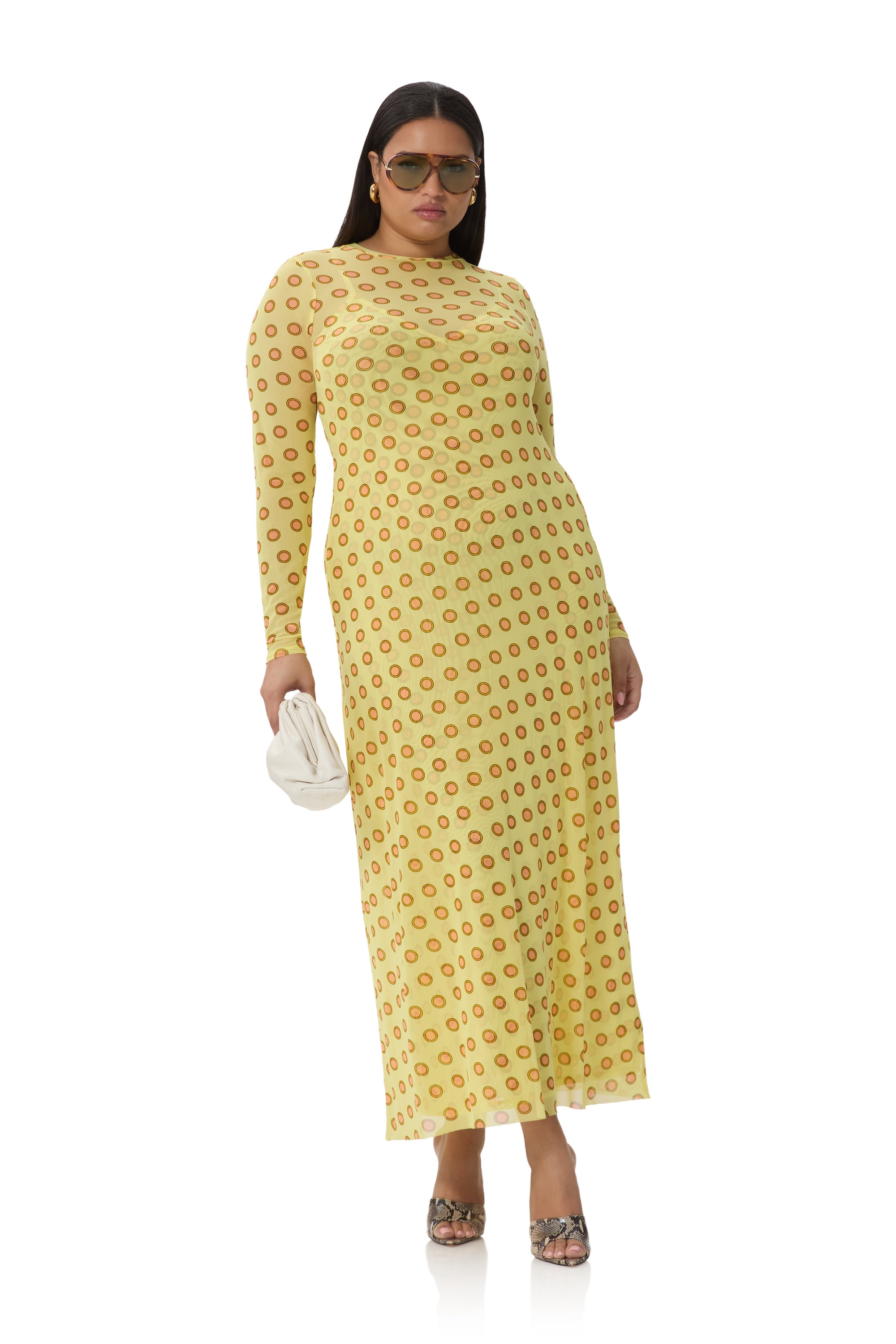 afrm paola long sleeve crew neck maxi dress AFRM Paola Dress in Rose