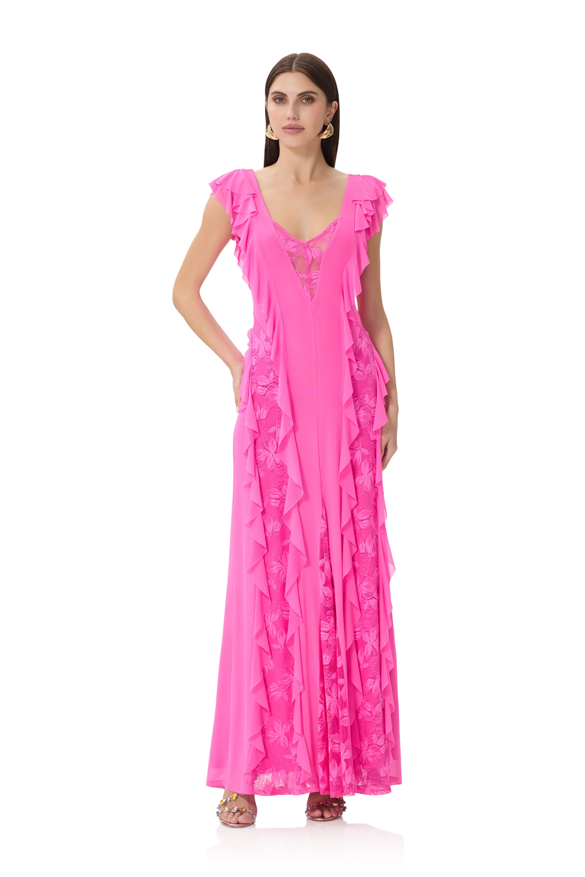 afrm pink dress AFRM | Jennan Zebra Rhinestone Dress