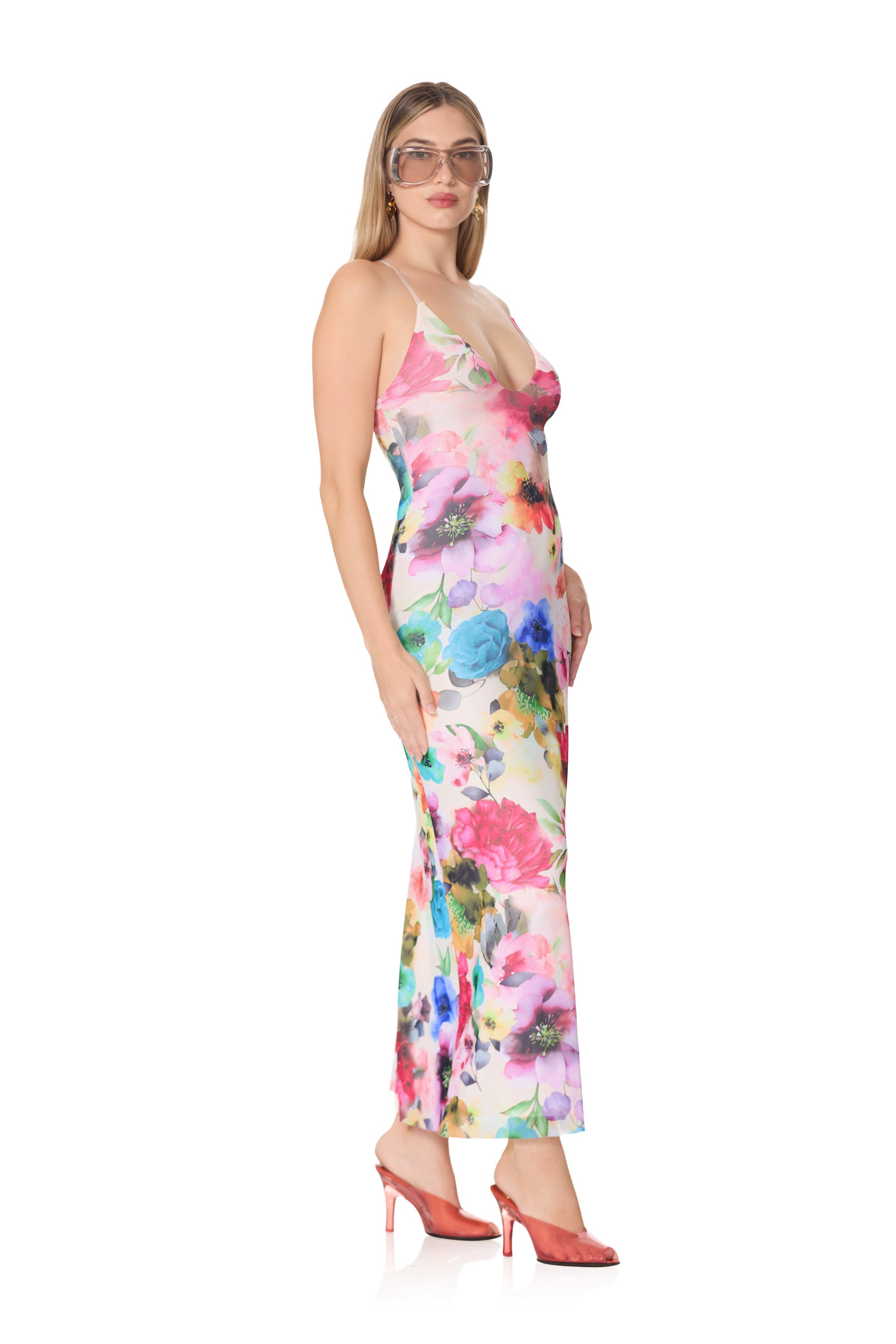 romy maxi dress pink AFRM in Adjustable shoulder straps Color:OliveGreen LoveShackFancy Madina Floral Mini pullover sweater