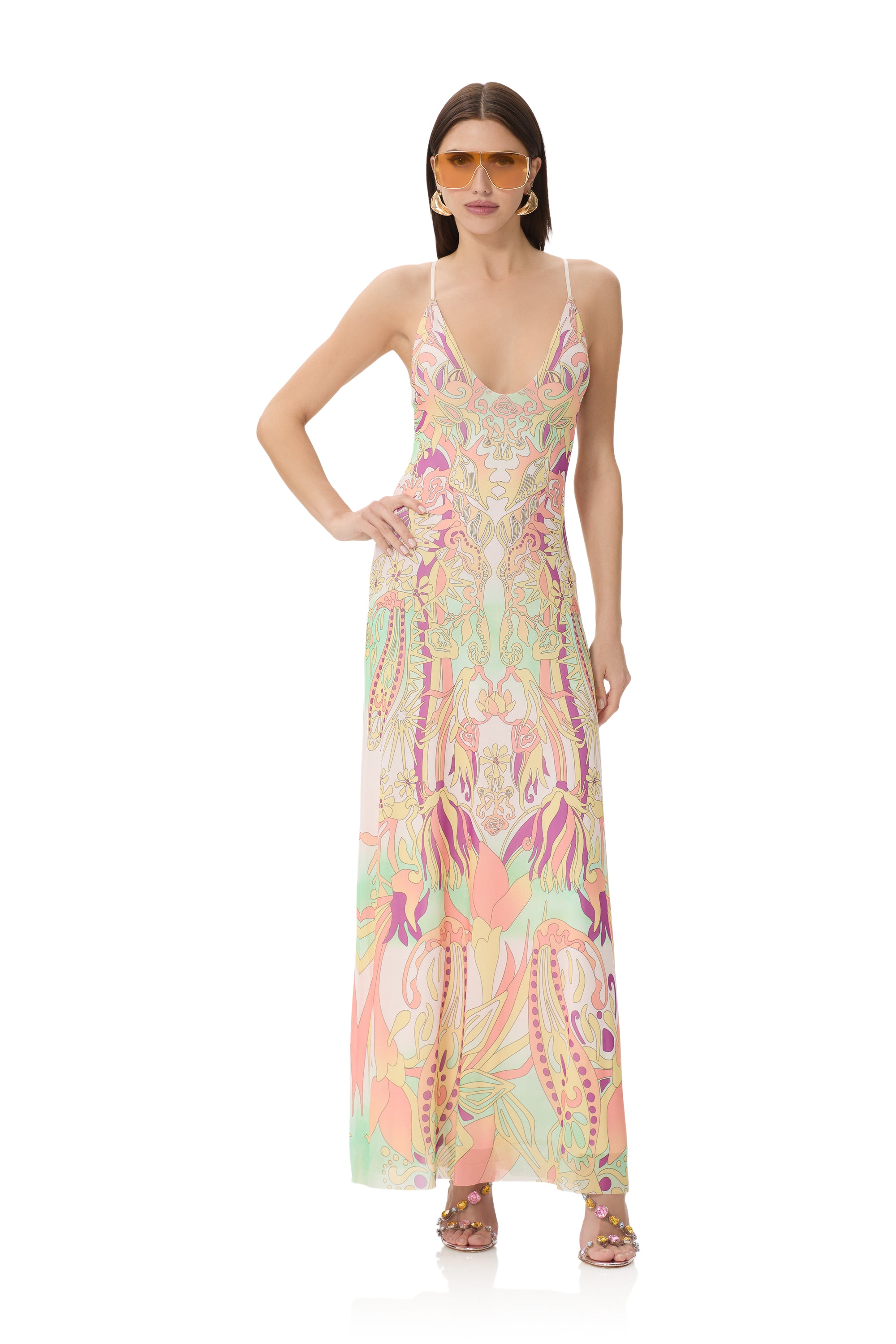 afrm romy maxi dress Romy Scoop-Neck Mesh Midi Dress by AFRM in Brown, Size: 3X at Anthropologie