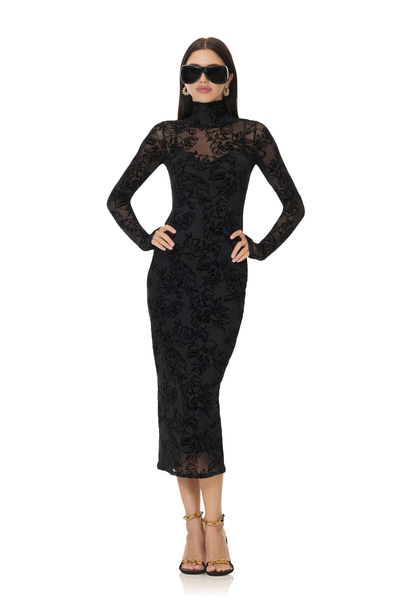 Shailene Dress - Linework Rose - 54405428806002