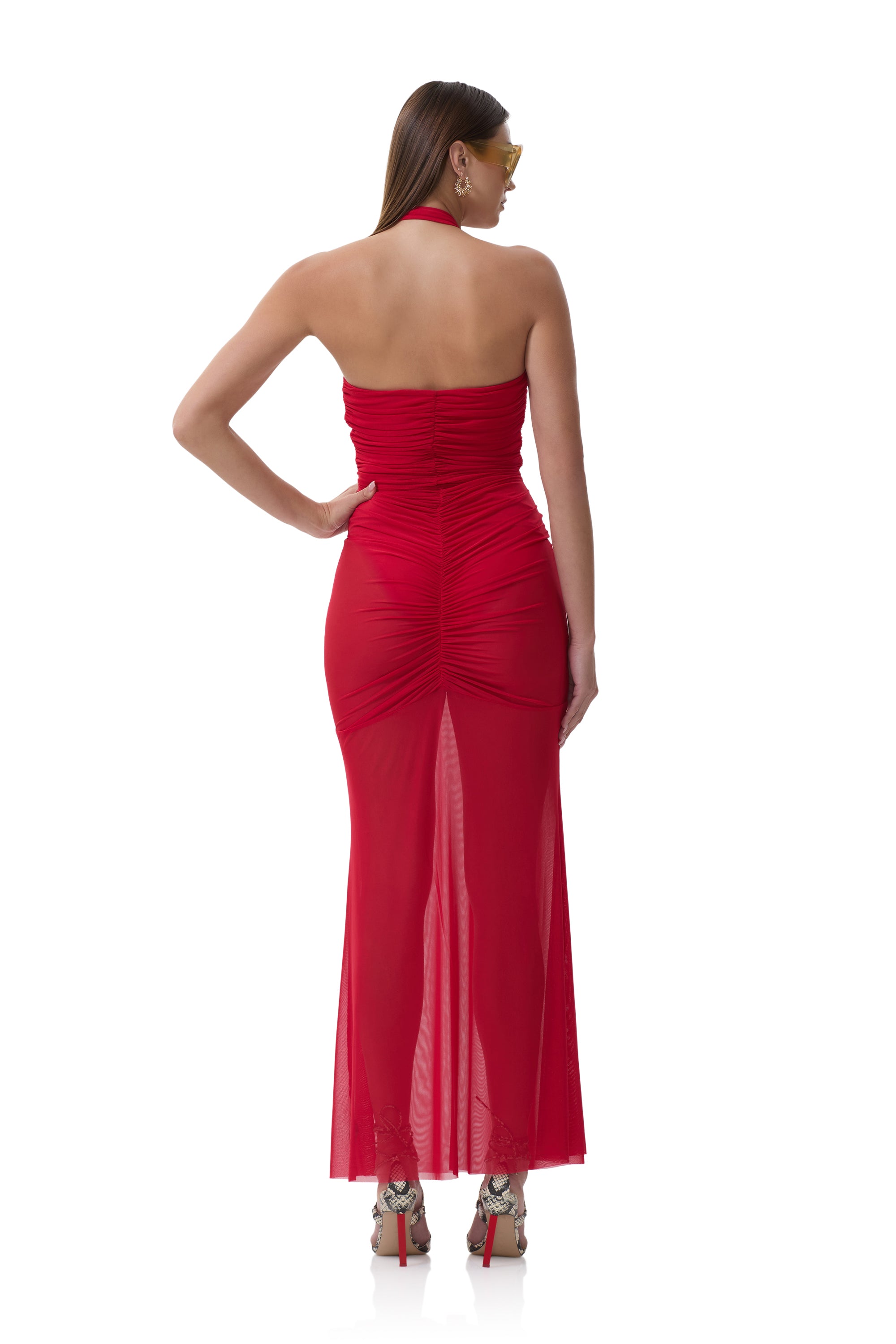 red afrm dress AFRM Joysel Silken Lace Dress in Poppy Red