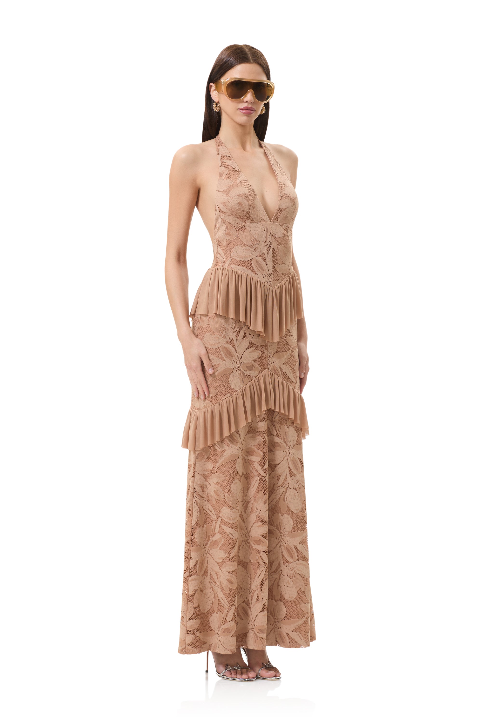 afrm lace dress AFRM Montana Silken Lace Dress in Ombre Snake
