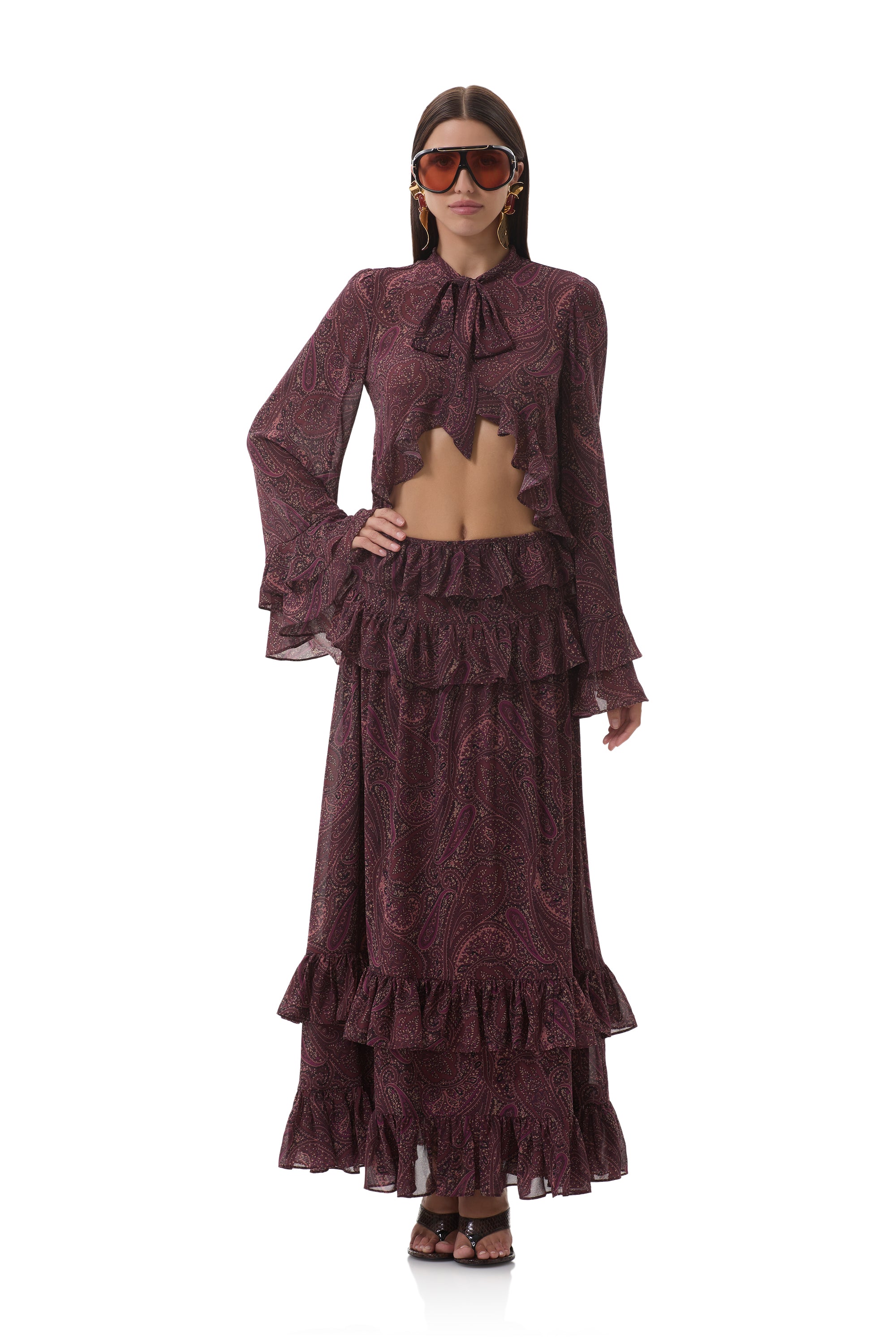 Aldora Top - Chocolate Paisley – AFRM