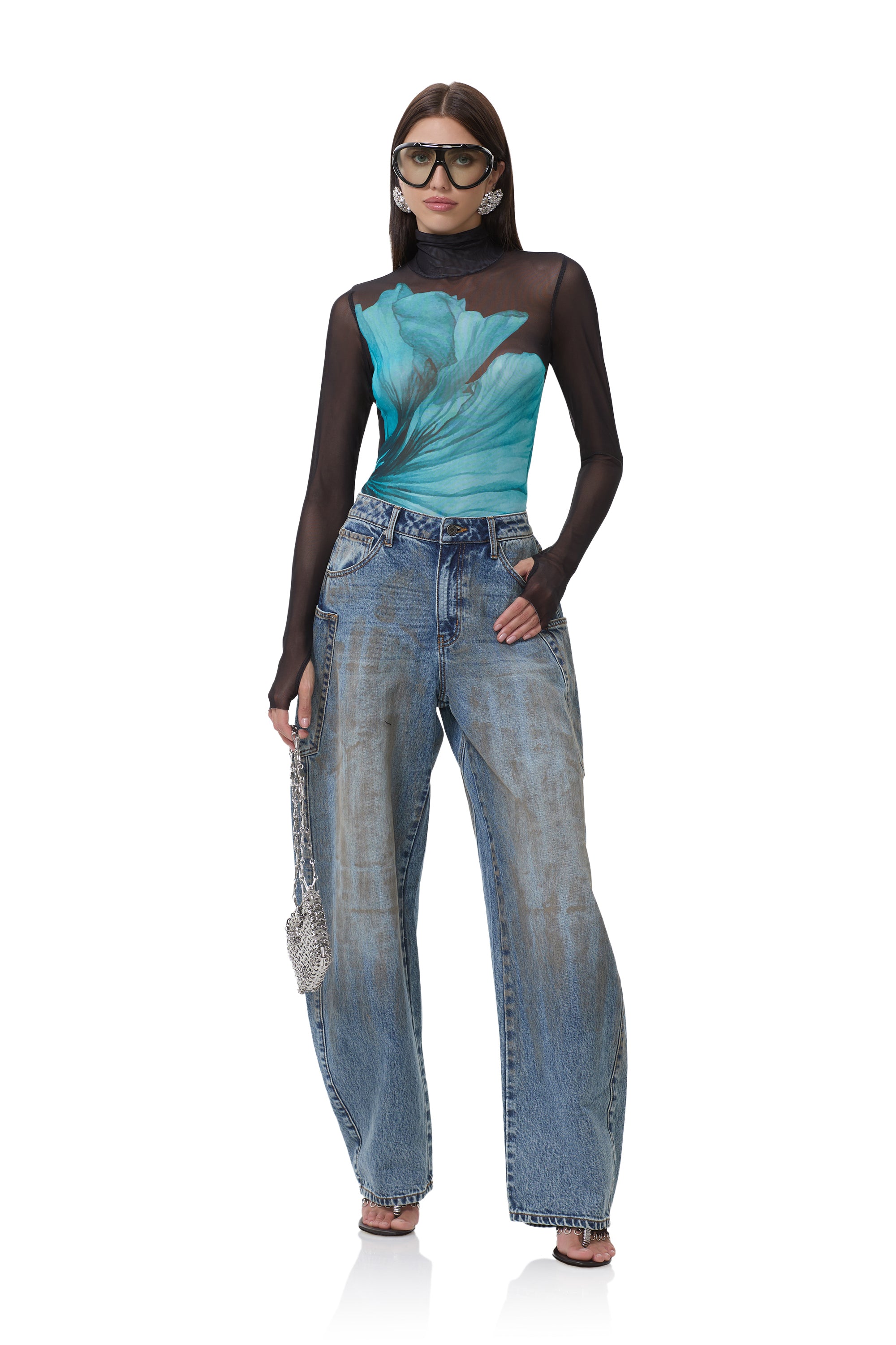 Zadie Top - Teal Flower – AFRM