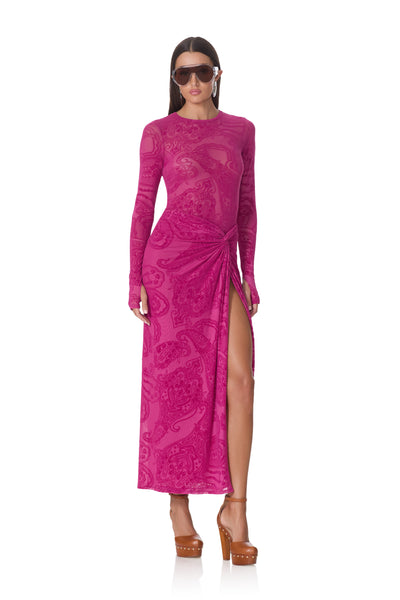 Lorli Velvet Skirt - Fuchsia Paisley – AFRM