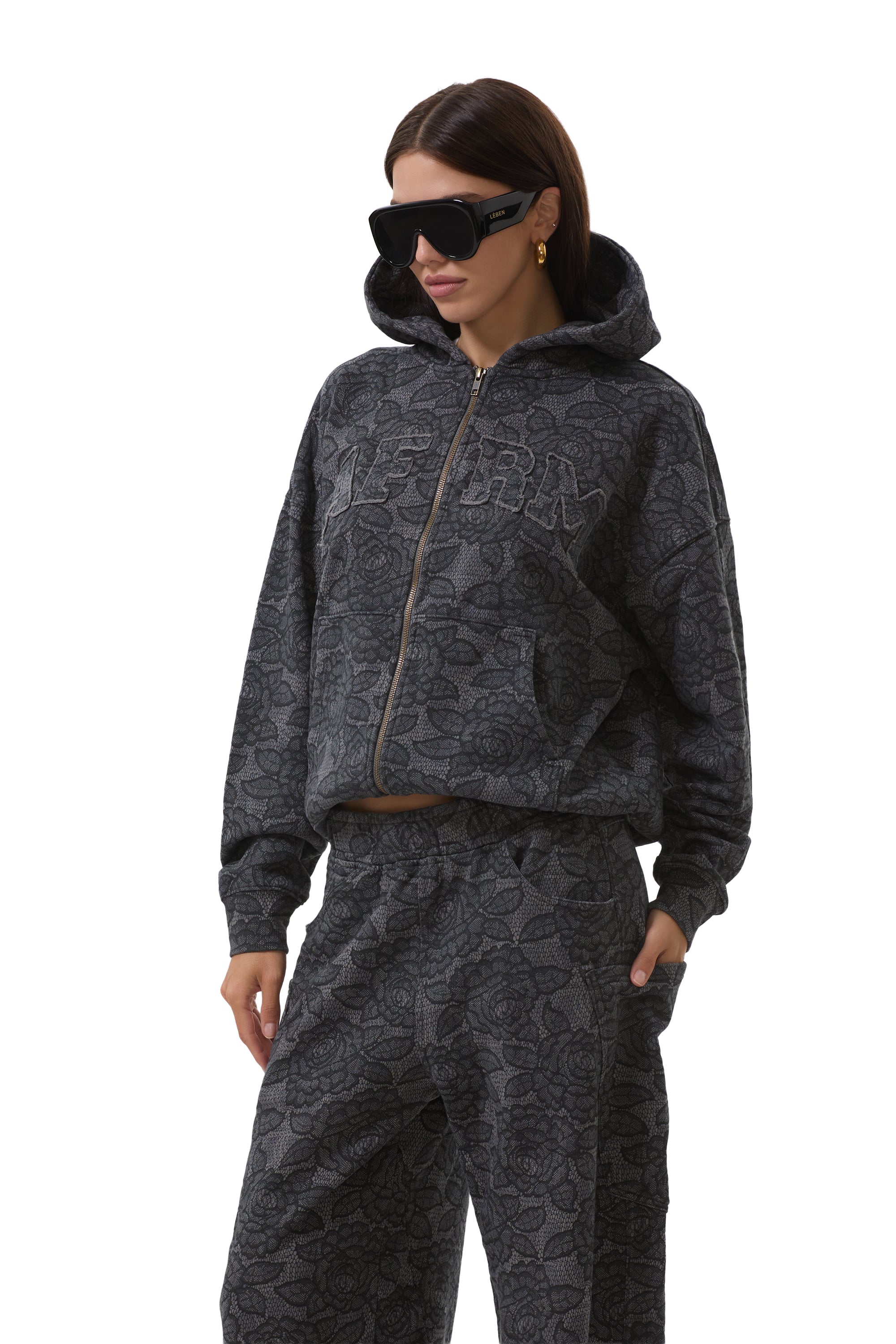 Cameron Zip Up Hoodie - Black Lace – AFRM