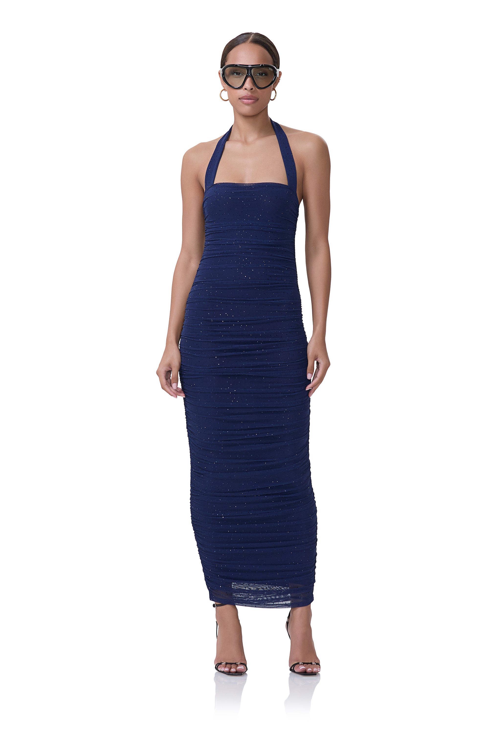 bright navy blue dress Navy Blue Satin Spaghetti Straps Long Evening Prom Dresses, Custom Prom Dress, BGS0163