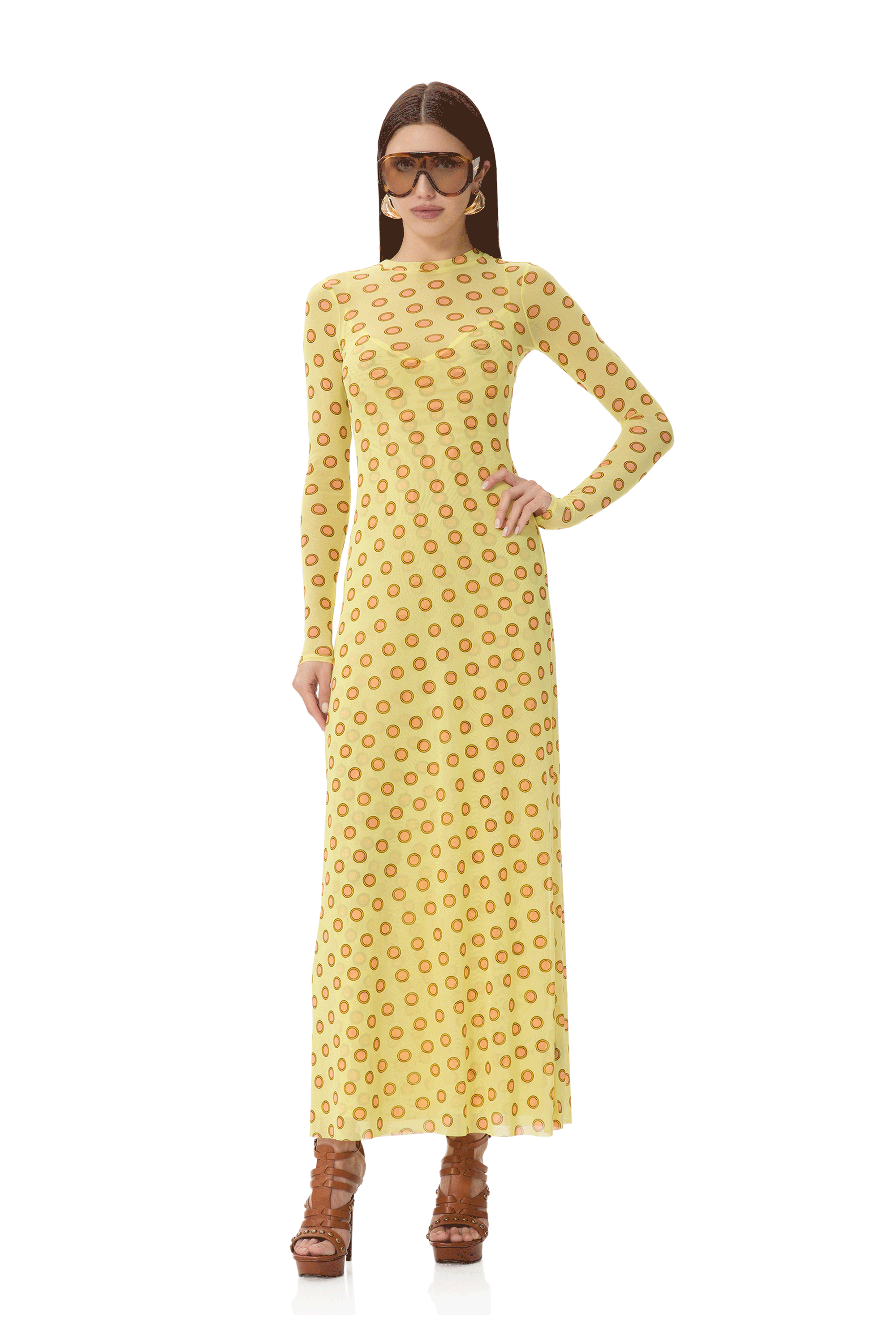 afrm paola long sleeve crew neck maxi dress AFRM Paola Dress in Rose