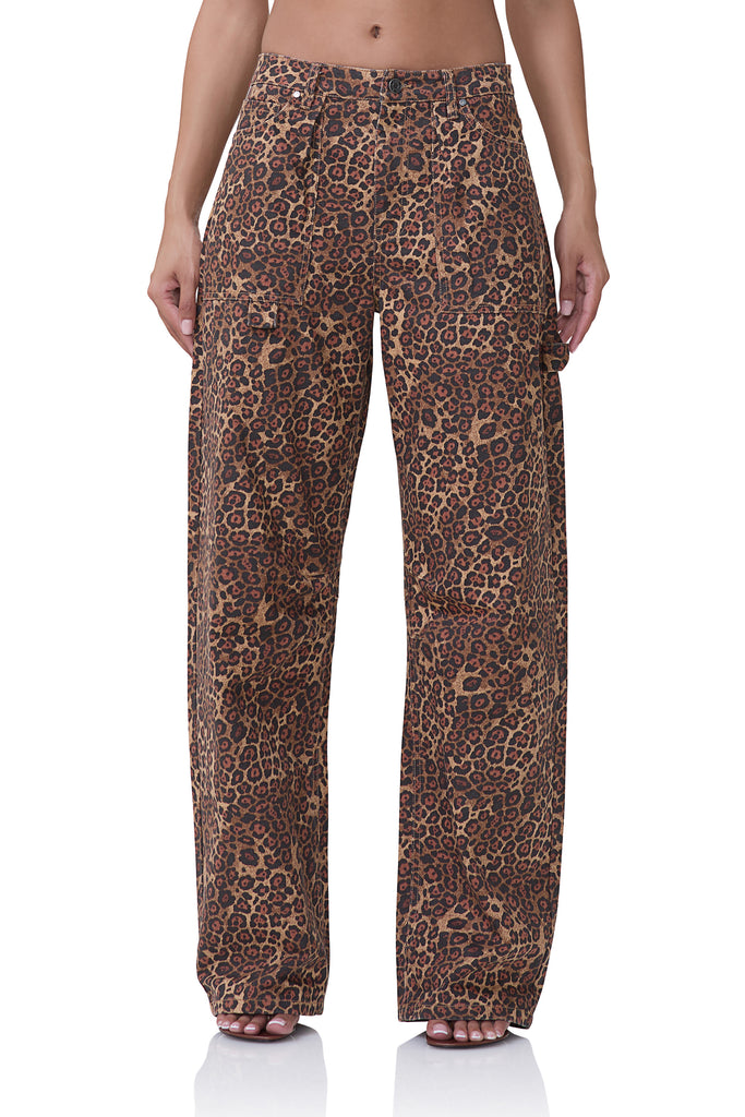 women's barrel jean in rock leopard print 