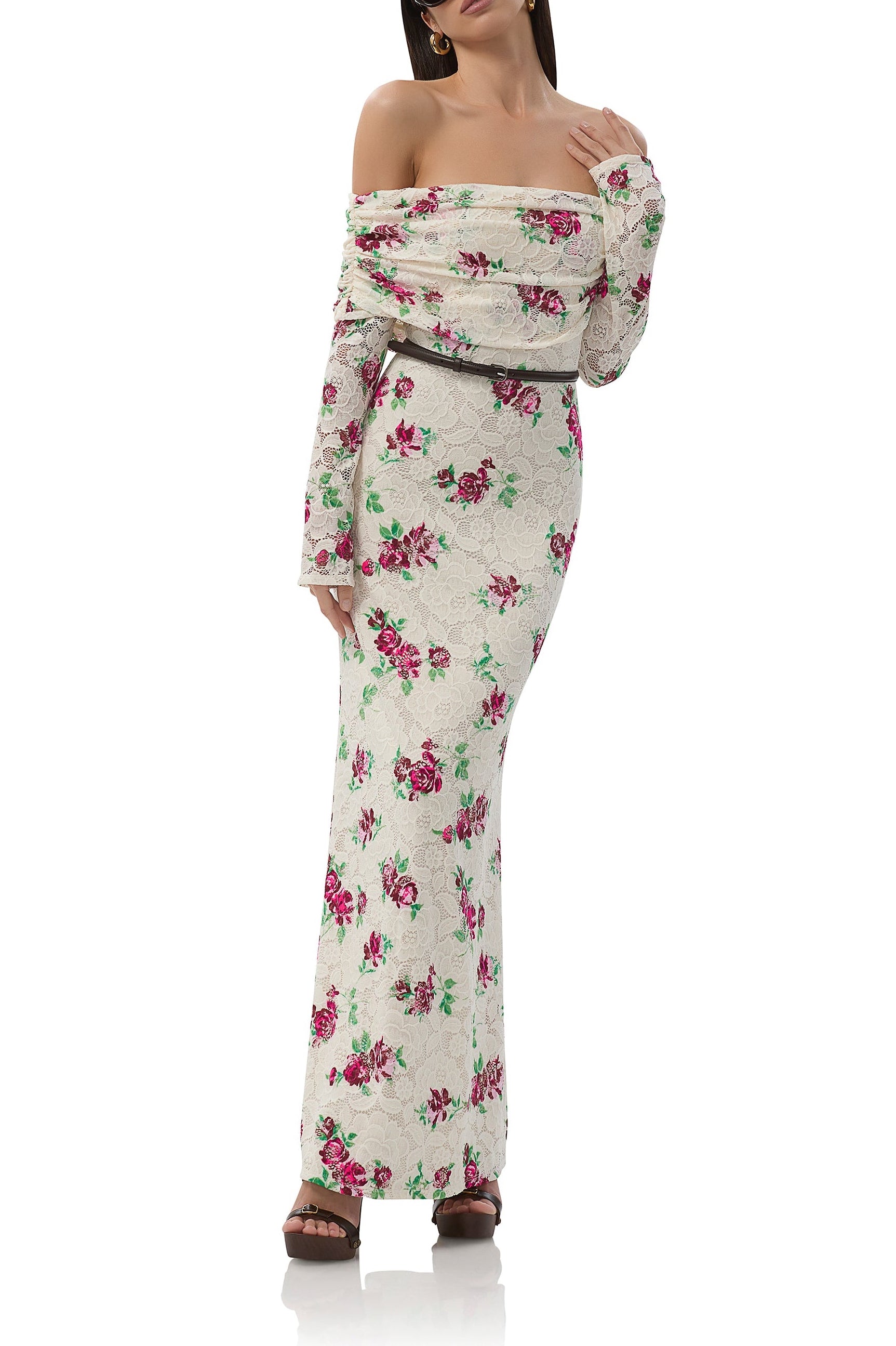 crochet rose dress Lela Rose Crochet Applique Knit Column Dress