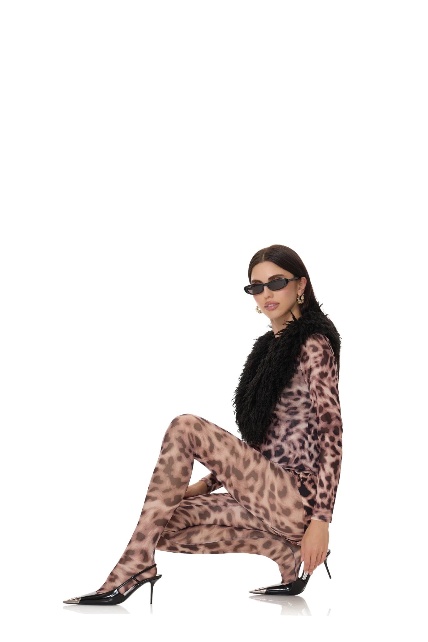 AFRM Mesh Tights - Warmth Leopard - AFRM