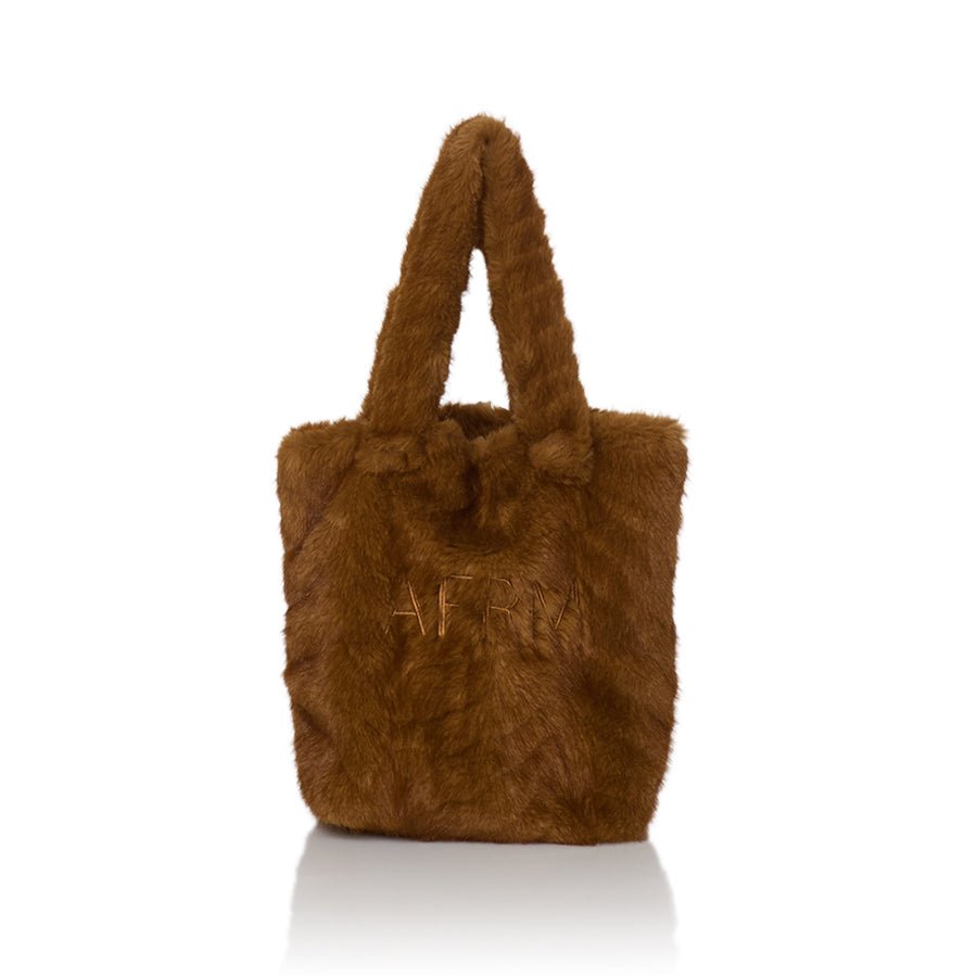 AFRM Mini Fur Tote - Gold Chevron - AFRM
