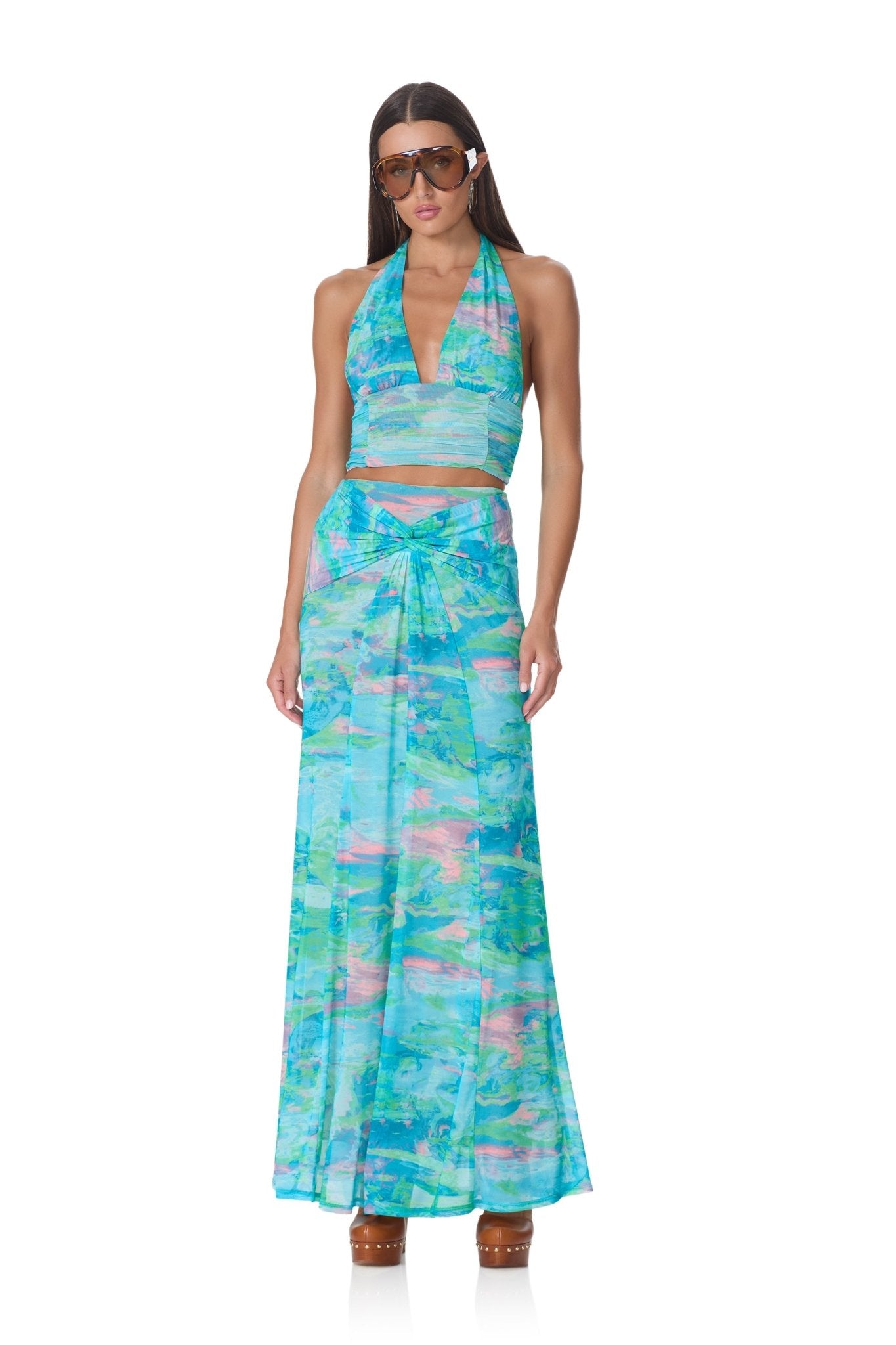 Amirah Skirt - Turquoise Marble - AFRM