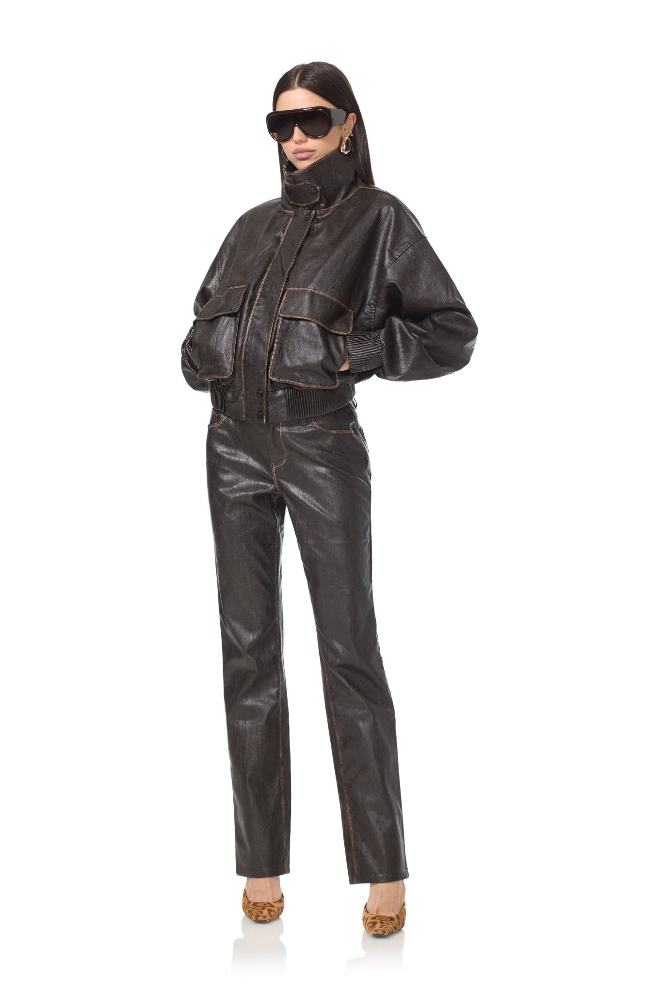 Cantini Bomber Jacket - Washed Dark Brown - AFRM