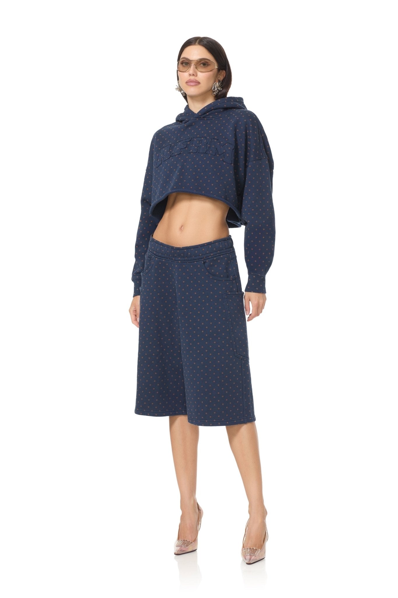 Darius Cropped Hoodie - Navy Earth Dot - AFRM