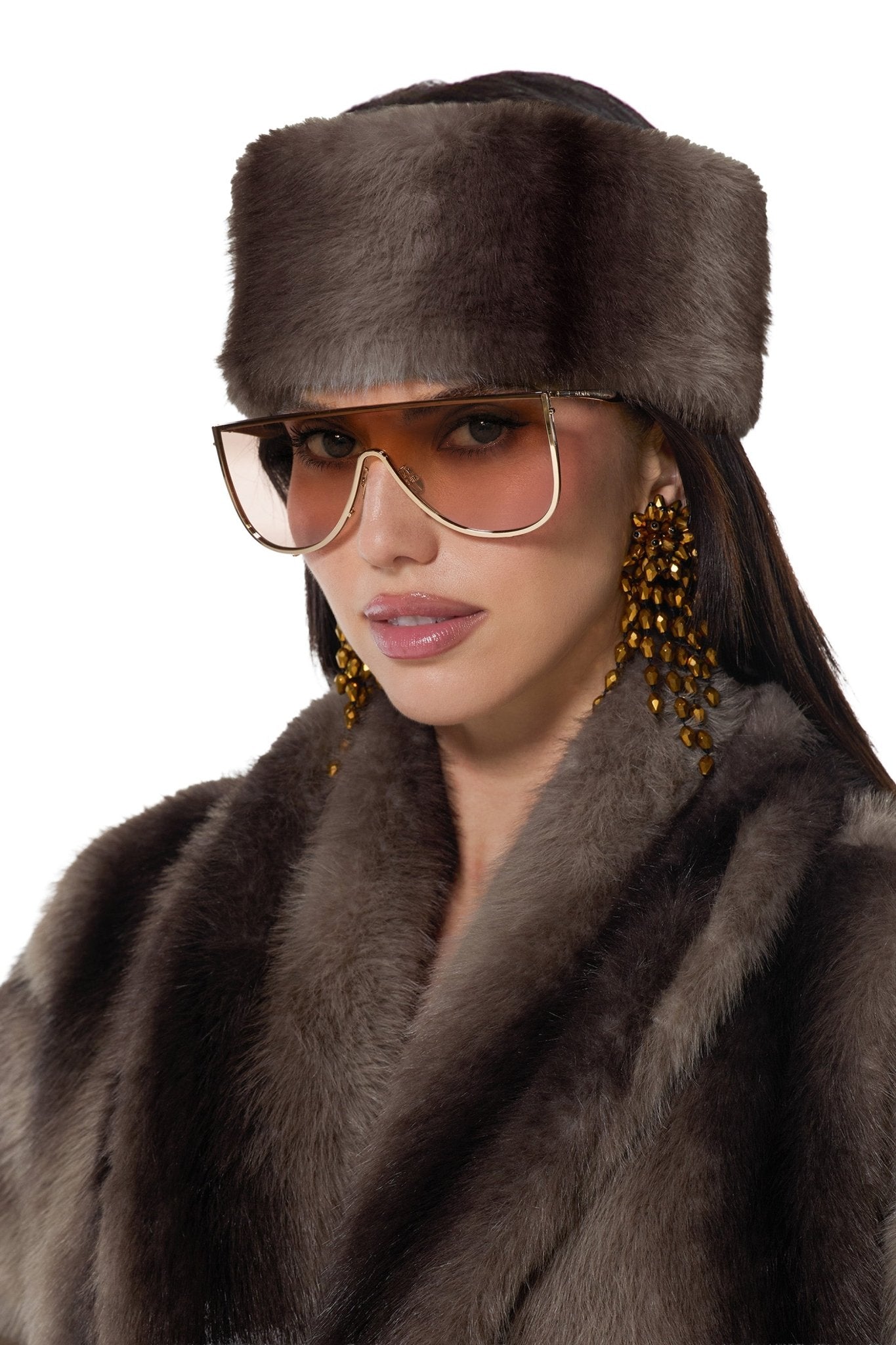 Elsa Fur Headband - Dark Brown Stripe - AFRM