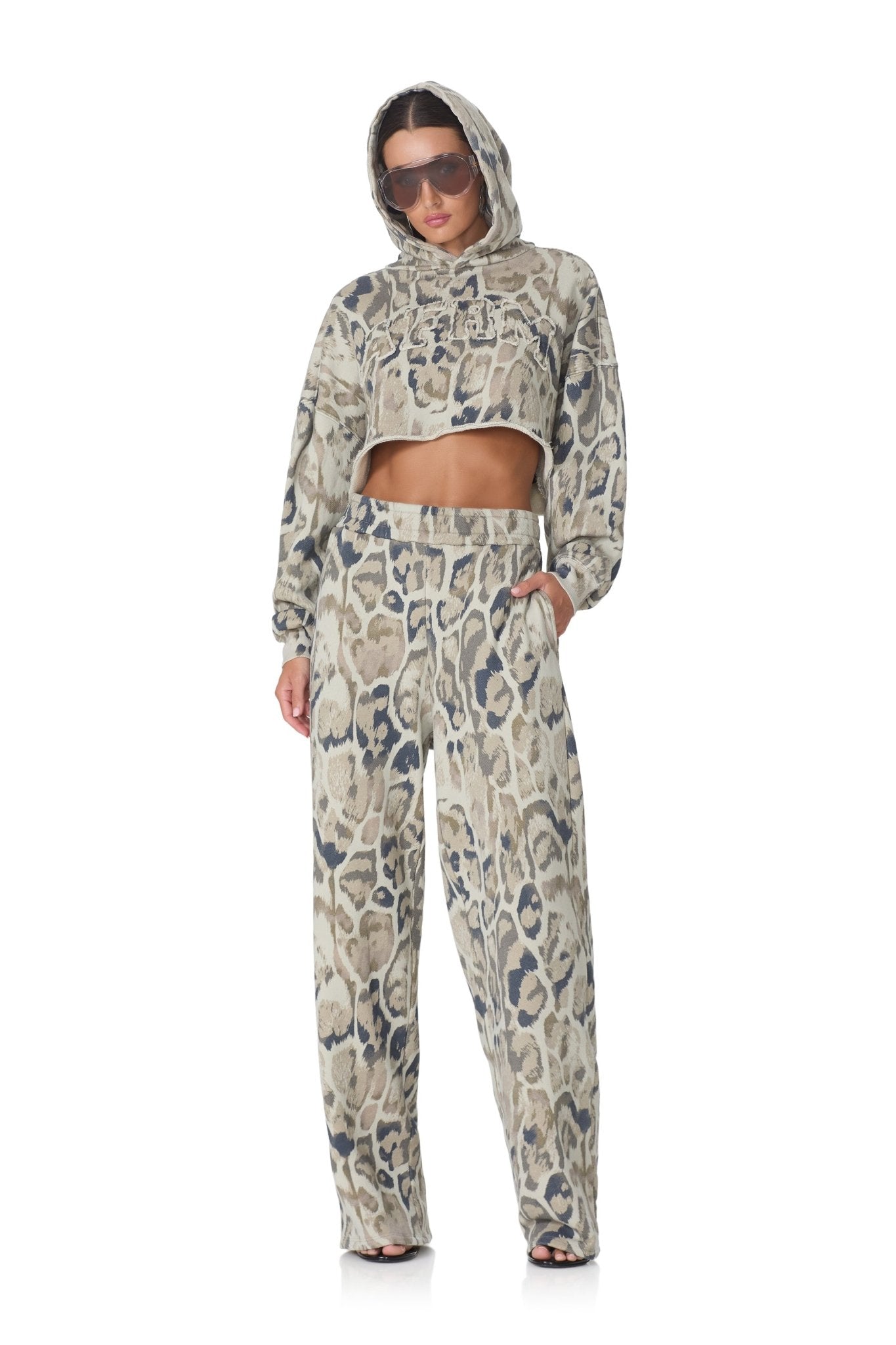 Finely Straight Leg Sweatpant - Twill Leopard - AFRM