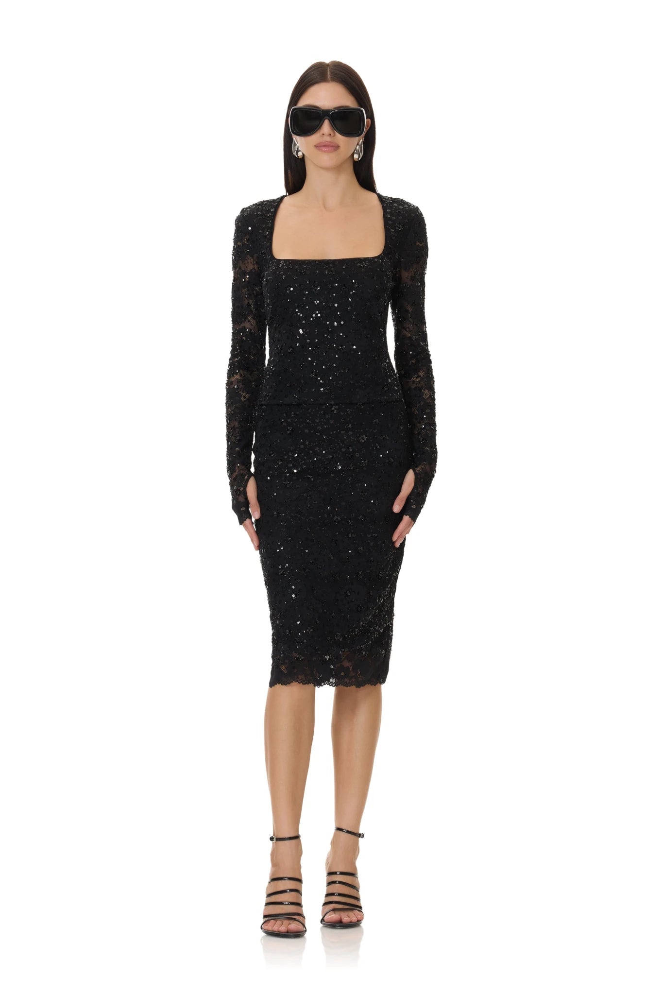 Ines Beaded Lace Top - Noir - AFRM
