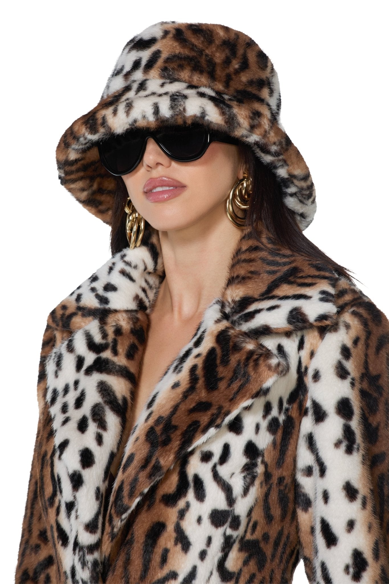 Ming Fur Bucket Hat - Mixed Leopard - AFRM