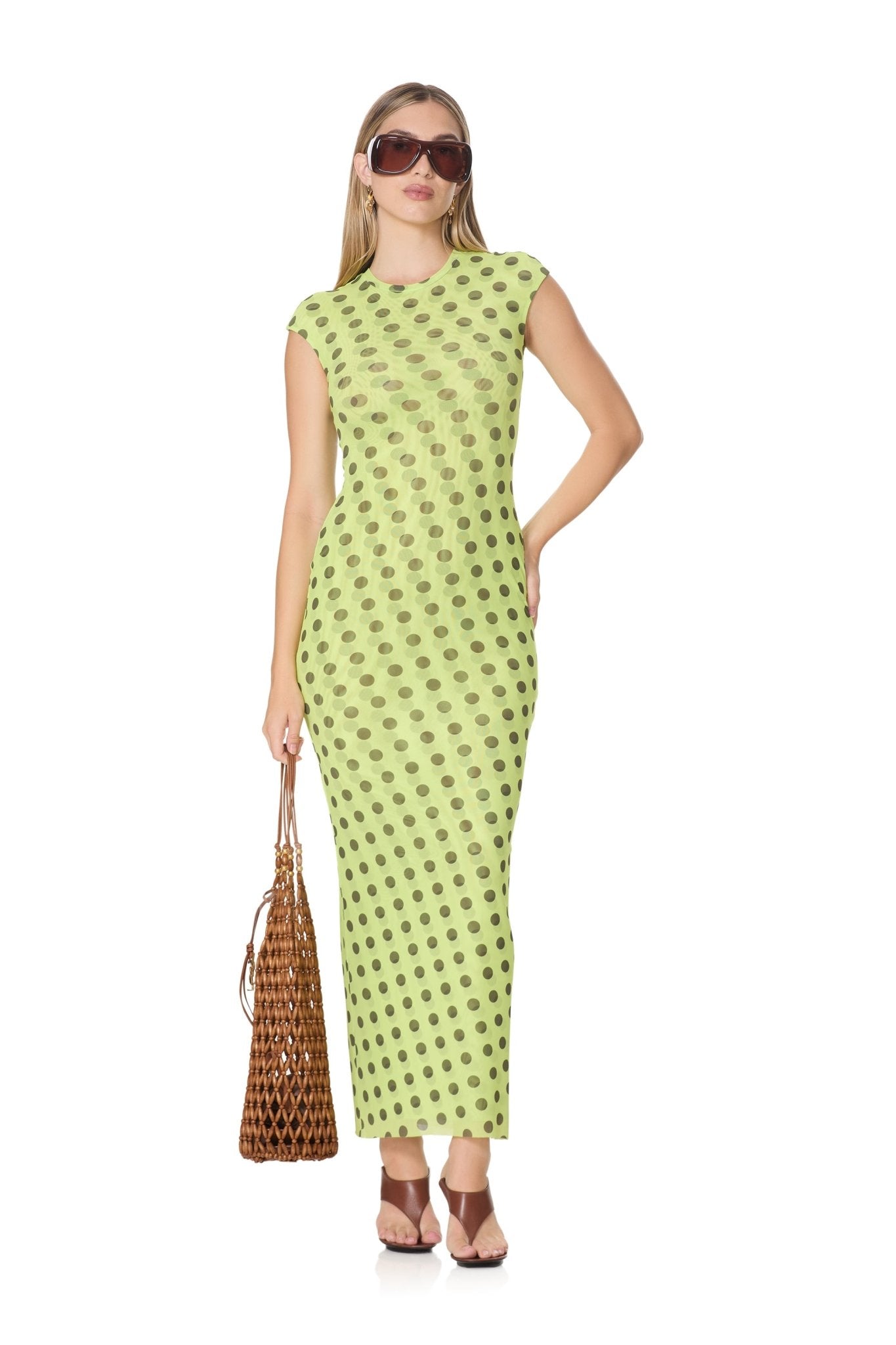 Mylo Dress - Wild Lime Dot - AFRM