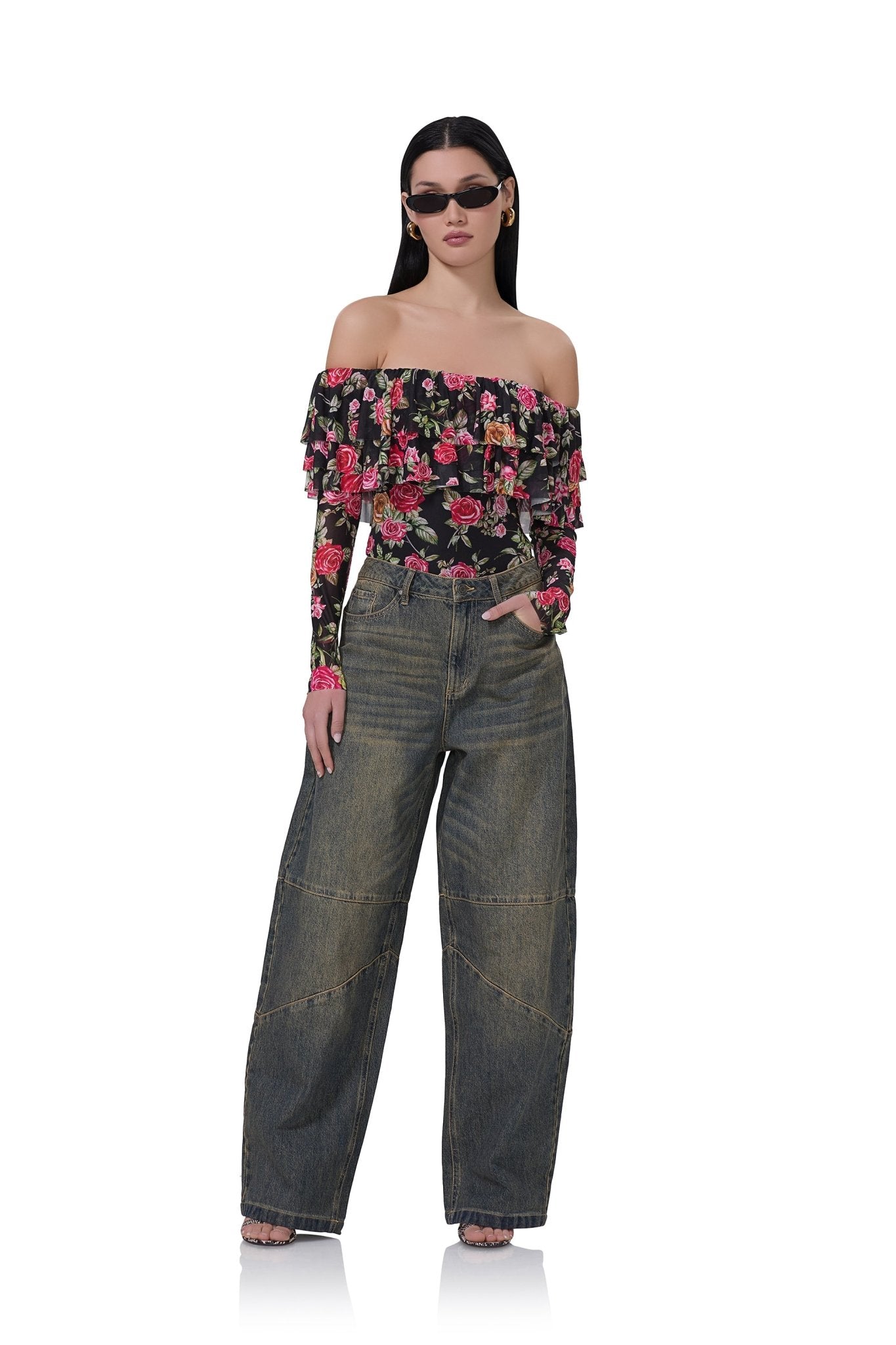 Rory Bodysuit - Wallpaper Rose - AFRM