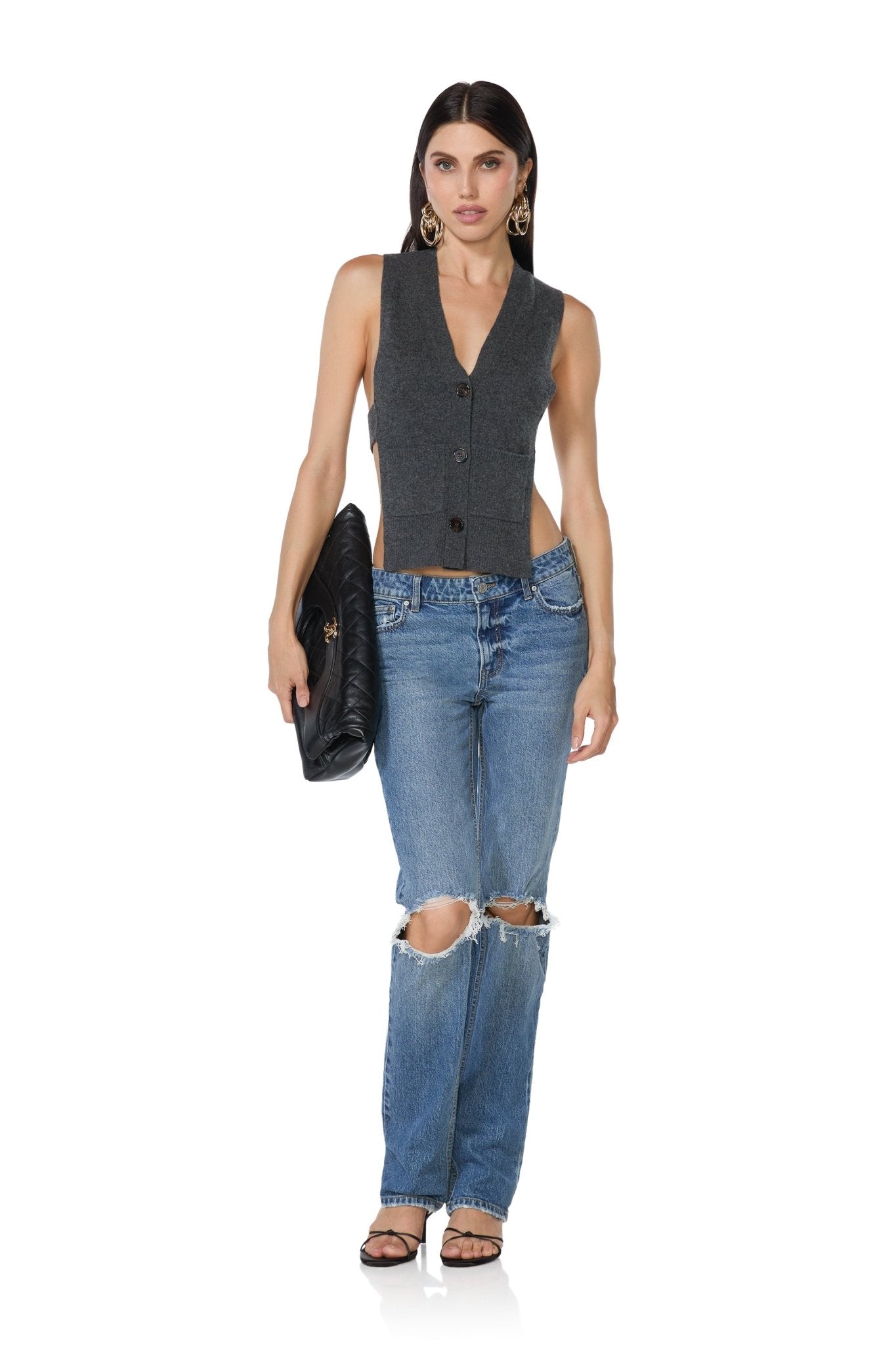 Tati Cashmere Vest - Heather Charcoal - AFRM