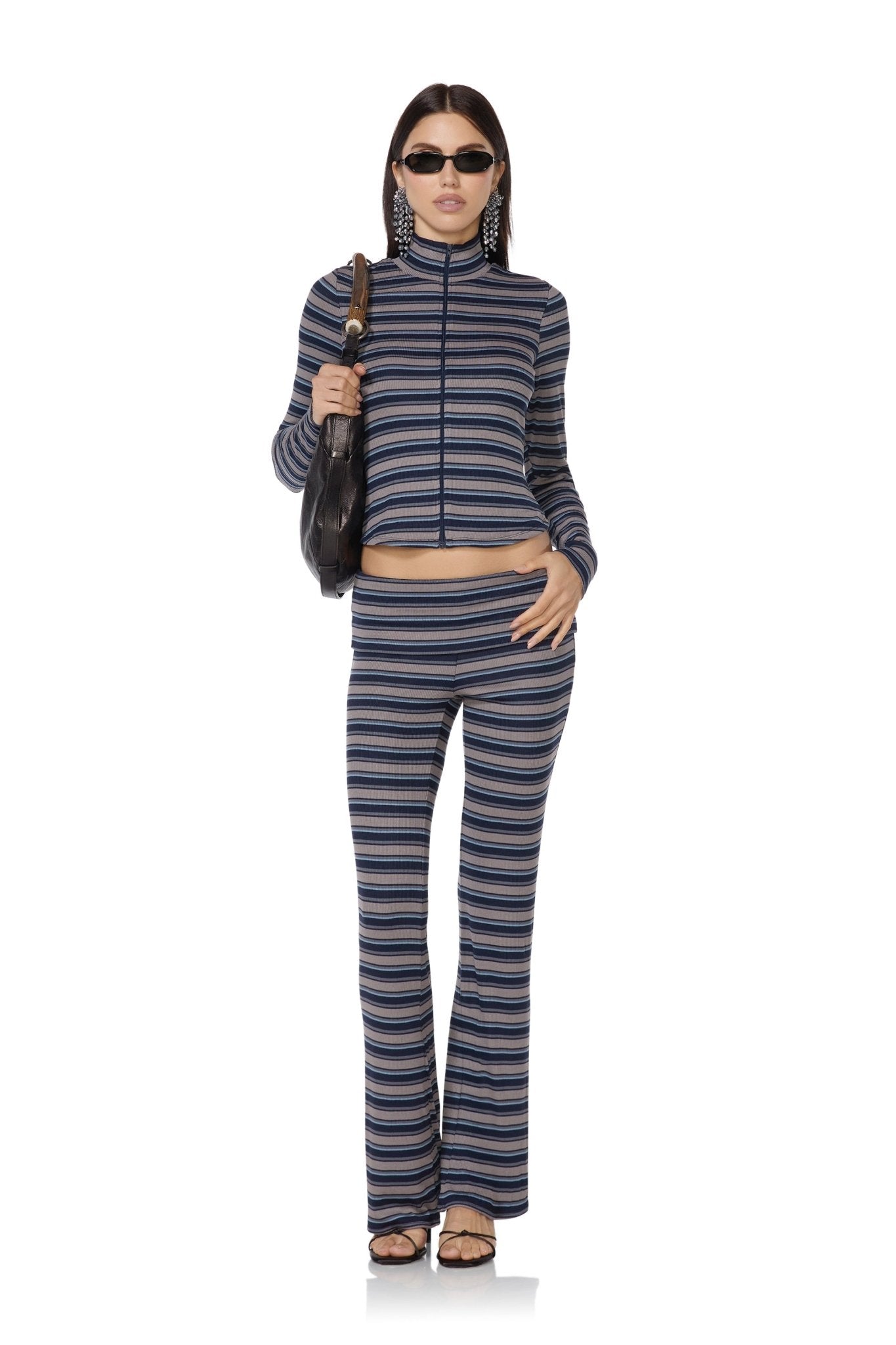 Tatiana Fold Over Pant - Slate Stripe - AFRM