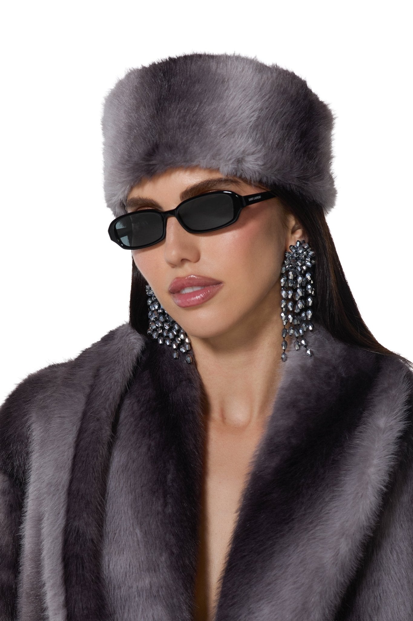 Vanna Fur Hat - Grey Stripe - AFRM
