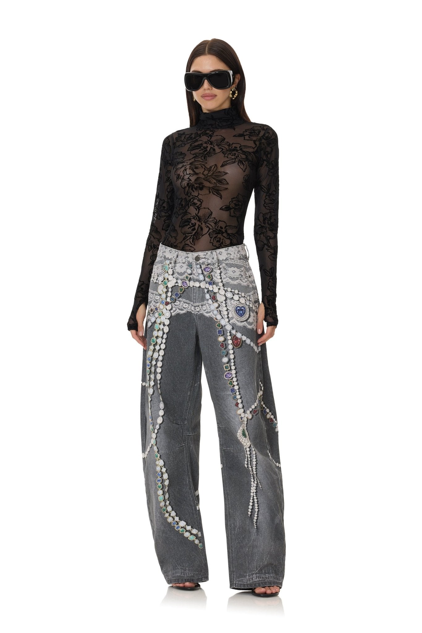 Walker Barrel Pant - Black Jewel Print - AFRM