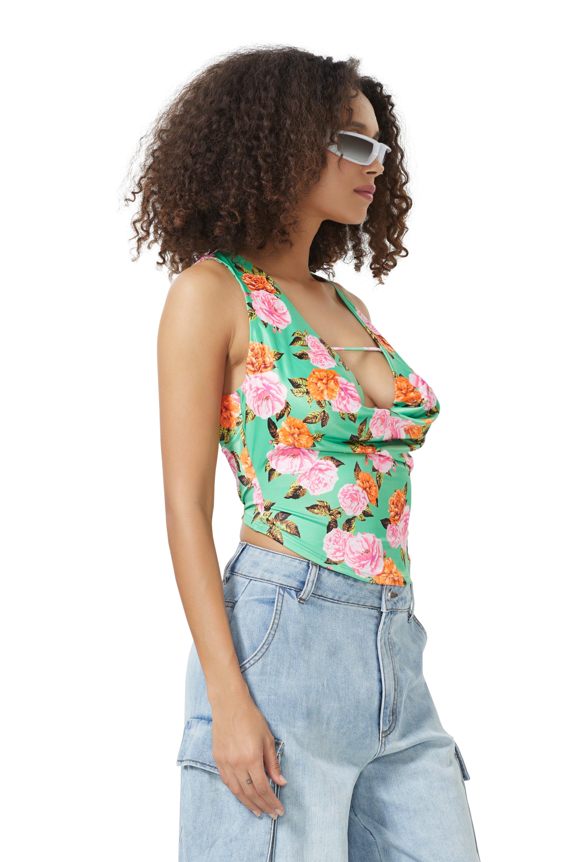 Pax Cowl Neck Tank - Vert Rose